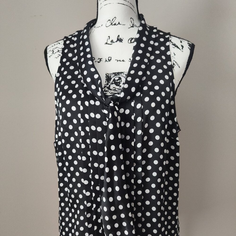 White House Black Market Black Polka Dot Sleeveless Blouse